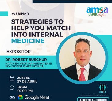 AMSA-UNPHU invita a webinar estrategias para completar el match en medicina interna