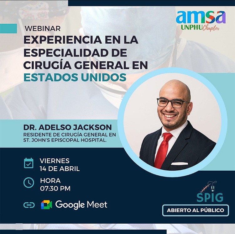 AMSA-UNPHU realizará webinar sobre la experiencia de un cirujano general en USA