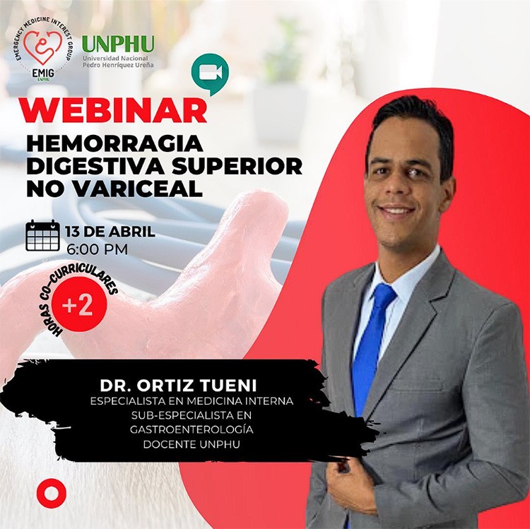 EMIG UNPHU invita a webinar sobre hemorragia digestiva superior no variceal