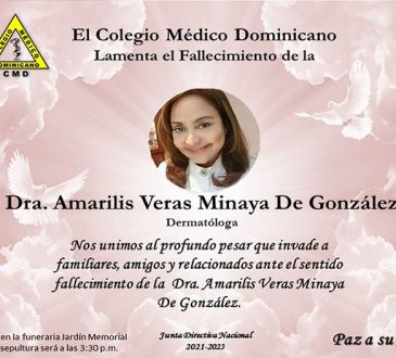 CMD confirmó fallecimiento de la Dra. Amarilis Veras Minaya