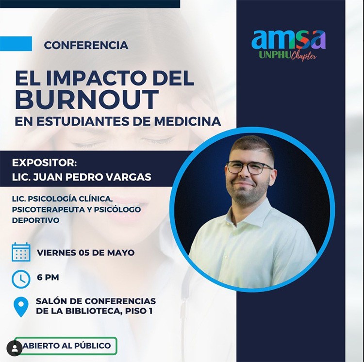 AMSA UNPHU invita a conferencia sobre el impacto del Burnout en estudiantes de medicina