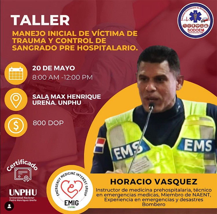 EMIG-UNPHU capacitará sobre el manejo de trauma y control de sangrado pre hospitalario EMIG-UNPHU capacitará sobre el manejo de trauma y control de sangrado pre hospitalario