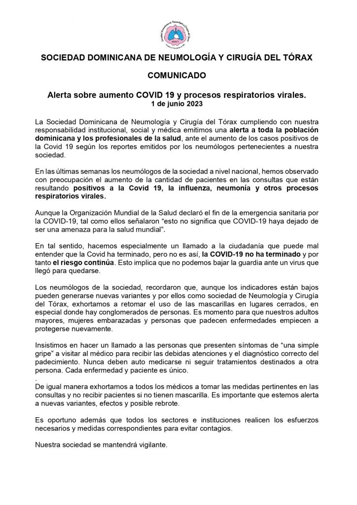 SDNCT emite alerta epidemiológica ante nuevo brote de covid-19 en el país