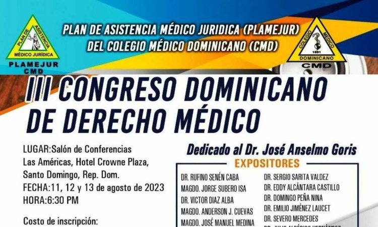 CMD abre inscripciones para el lll Congreso Dominicano de Derecho Médico