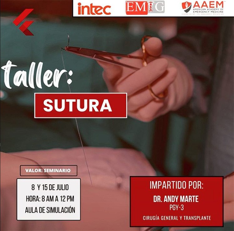 EMIG-INTEC dictará taller sobre suturas los días 08 y 15 de julio
