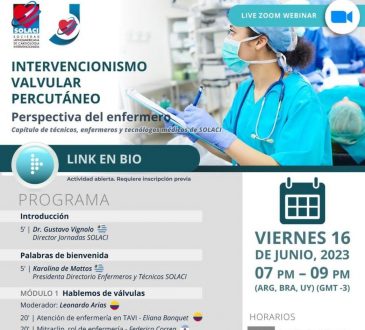 SOLACI invita a webinar sobre intervencionismo valvular percutáneo
