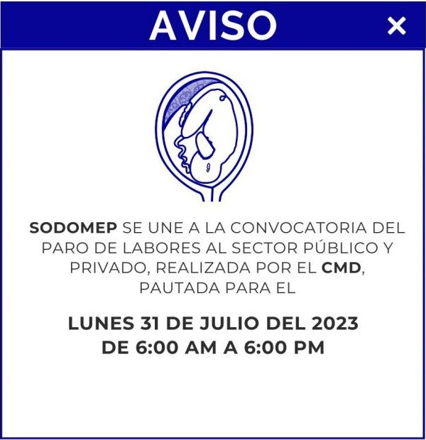 SODOMEP acata llamado a paro del CMD para el lunes 31 de julio