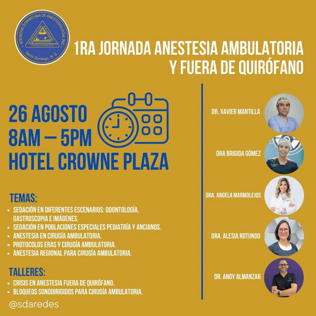 SDA realizará ‘Jornada de Anestesia Ambulatoria y Fuera de Quirófano’ SDA invita a su Jornada Anestesia Ambulatoria y Fuera de Quirófano