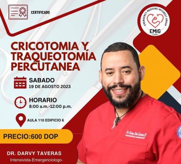 EMIG UNPHU invita al ‘Taller de cricotomía y traqueotomía percutánea’