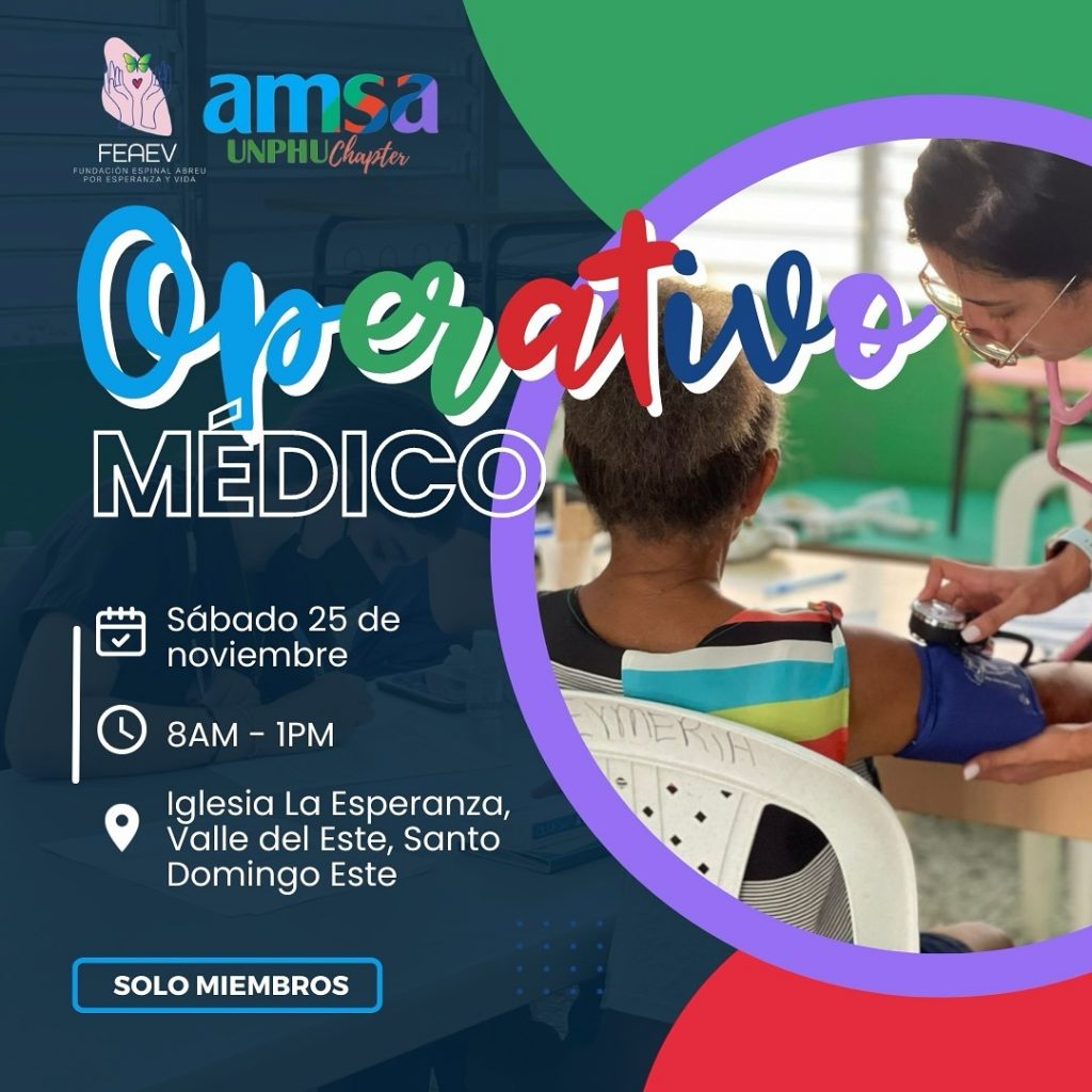 AMSA-UNPHU realizará operativo médico este sábado 25 de noviembre AMSA-UNPHU realizará operativo médico este sábado 25 de noviembre