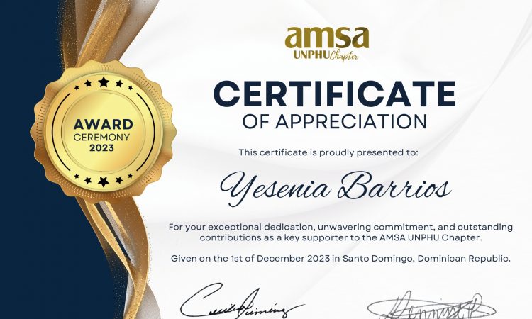 AMSA-UNPHU galardona a nuestra directora, Yesenia Barrios, por el apoyo a su gestión