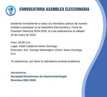 SODOGASTRO invita a toma de posesión de su nueva directiva este sábado