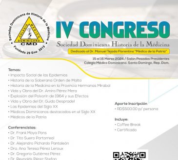 CMD invita al IV Congreso de la Sociedad Dominicana de Historia de la Medicina