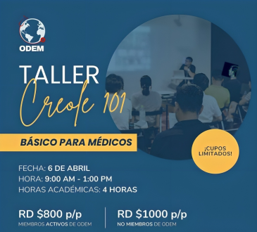 ODEM invita a participar en el taller 'Creole 101, básico para médicos'