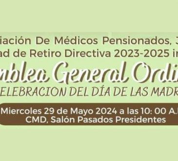 Asociación de Médicos Pensionados invita a miembros a su asamblea general