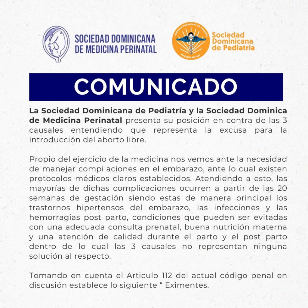 SODOMEP y SDP fijan posición sobre las 3 causales de aborto libre SODOMEP y SDP fijan posición sobre las 3 causales de aborto libre