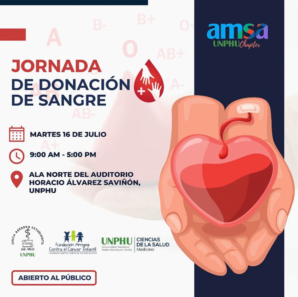 AMSA-UNPHU invita a participar en su jornada de donación sanguínea