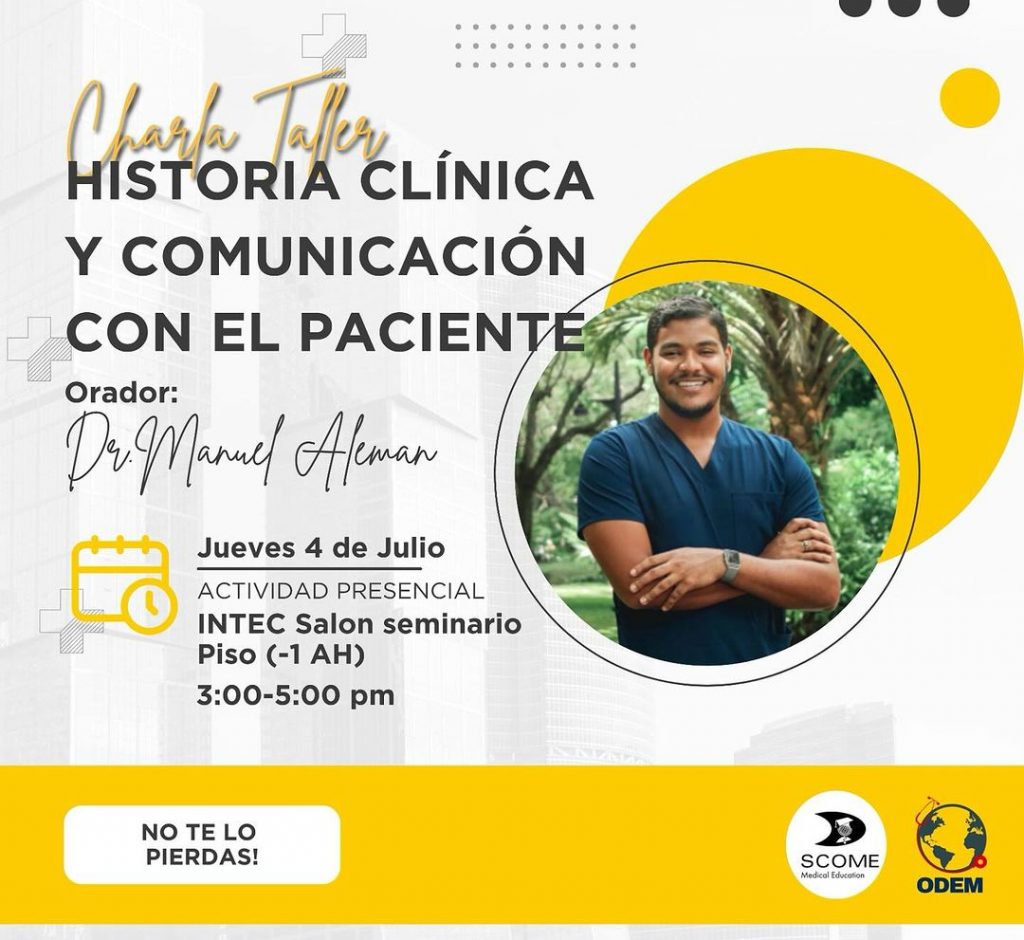 ODEM dictará taller ‘Historia Clínica y comunicación con el paciente’ este jueves ODEM dictará taller ‘Historia Clínica y comunicación con el paciente’ este jueves