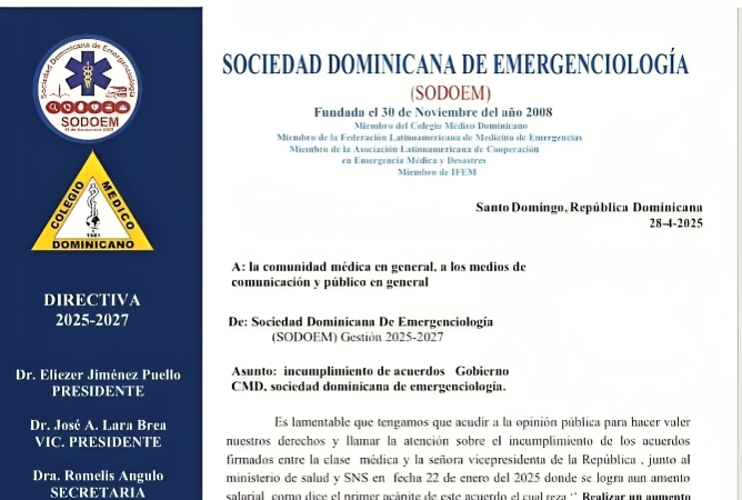 SODOEM denuncia incumplimiento de acuerdo salarial firmado con autoridades de salud
