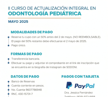 SODONI realizará II Curso de Actualización Integral en Odontología Pediátrica en Santo Domingo