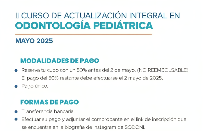 SODONI realizará II Curso de Actualización Integral en Odontología Pediátrica en Santo Domingo