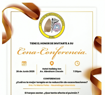 Expertos abordarán terapias para enfermedades respiratorias y complicaciones pulmonares en cena-conferencia