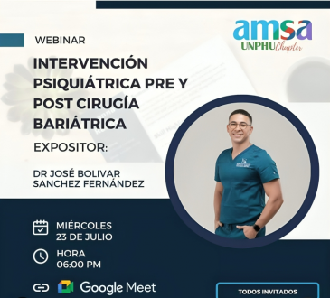 AMSA-UNPHU invita a participar en charla sobre intervención psiquiátrica en cirugía bariátrica