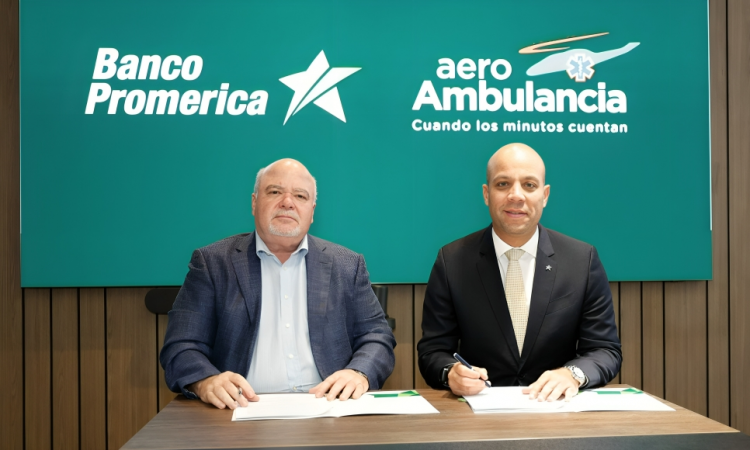 Banco Promerica y AeroAmbulancia firman alianza para brindar servicio de emergencia aérea a clientes