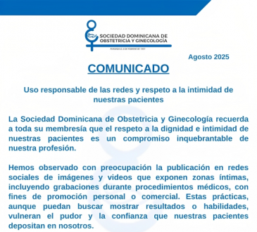 Respeto a la intimidad: Sociedad Dominicana de Obstetricia y Ginecología recuerda a médicos su deber ético con las pacientes