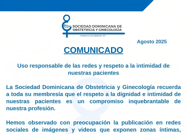 Respeto a la intimidad: Sociedad Dominicana de Obstetricia y Ginecología recuerda a médicos su deber ético con las pacientes Respeto a la intimidad: Sociedad Dominicana de Obstetricia y Ginecología recuerda a médicos su deber ético con las pacientes