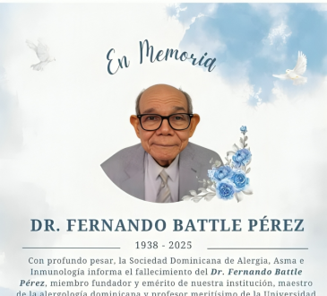 Sociedad Dominicana de Alergia lamenta fallecimiento del Dr. Fernando Battle Pérez