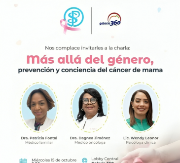 Hospital Plaza de la Salud y Galería 360 invitan a participar en charla sobre prevención de cáncer de mama