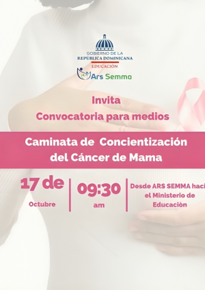 ARS SEMMA convoca a caminata de concienciación sobre cáncer de mama "La educación se viste de Rosa"