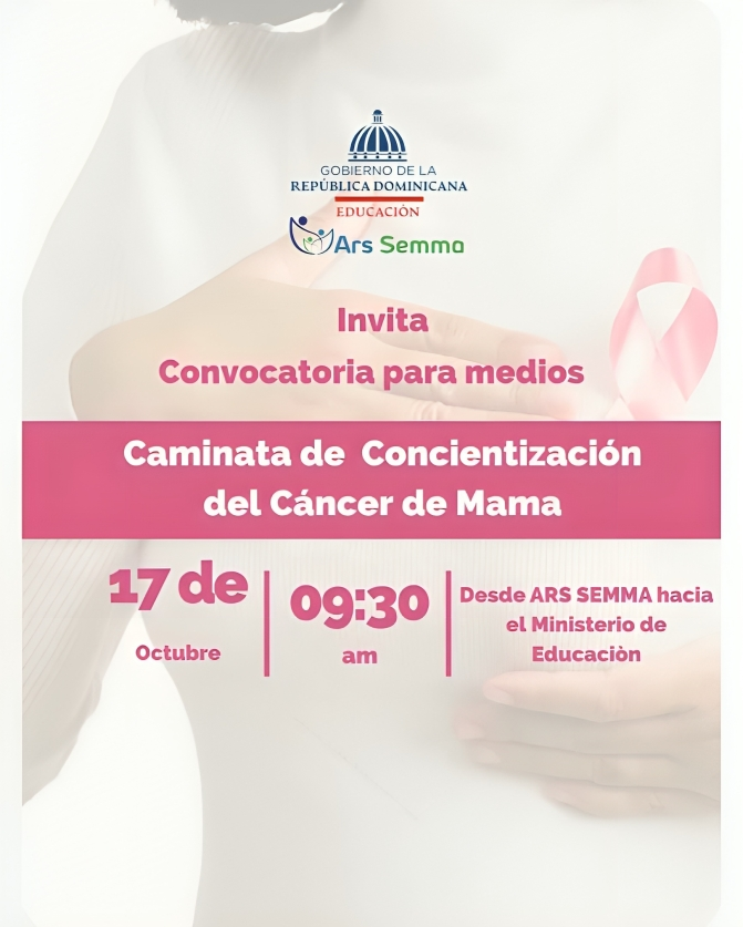 ARS SEMMA convoca a caminata de concienciación sobre cáncer de mama "La educación se viste de Rosa" ARS SEMMA convoca a caminata de concienciación sobre cáncer de mama "La educación se viste de Rosa"