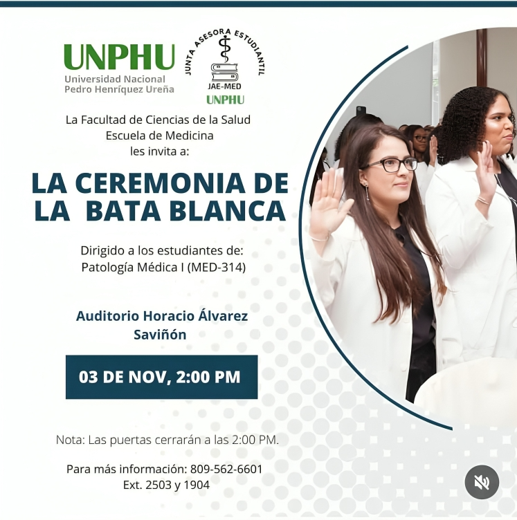 JAEMED-UNPHU invita a participar en la Ceremonia de la Bata Blanca 