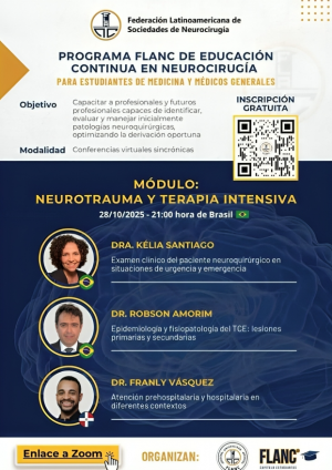 Dr. Franly Vásquez participará en Programa Latinoamericano de Educación en Neurocirugía