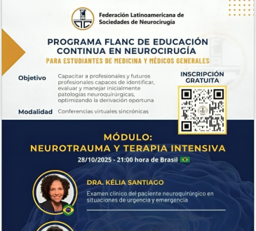 Dr. Franly Vásquez participará en Programa Latinoamericano de Educación en Neurocirugía