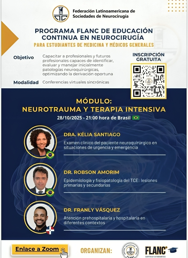 Dr. Franly Vásquez participará en Programa Latinoamericano de Educación en Neurocirugía