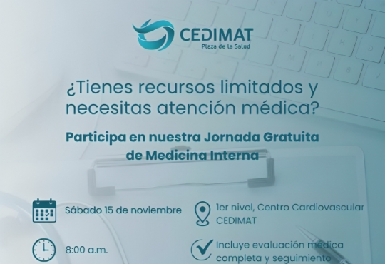 CEDIMAT invita a participar en jornada gratuita de medicina interna para personas con recursos limitados CEDIMAT invita a participar en jornada gratuita de medicina interna para personas con recursos limitados