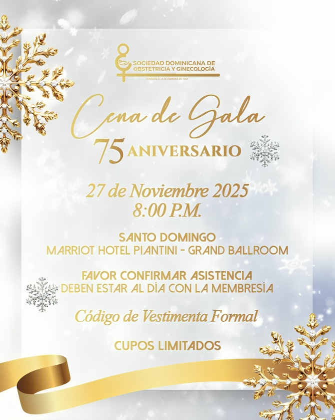 Sociedad Dominicana de Obstetricia y Ginecología conmemorará 75 años de trayectoria con una Cena de Gala
