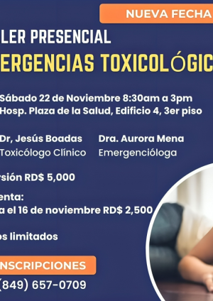 Taller de Emergencias Toxicológicas se reprograma para el 22 de noviembre 