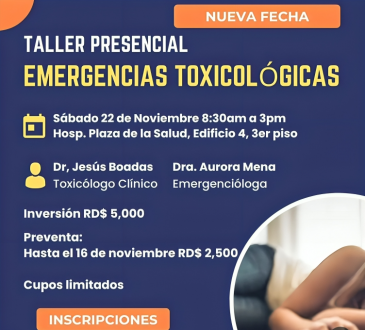 Taller de Emergencias Toxicológicas se reprograma para el 22 de noviembre 