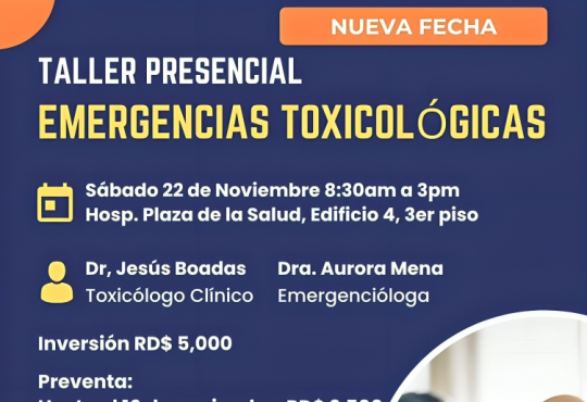 Taller de Emergencias Toxicológicas se reprograma para el 22 de noviembre 
