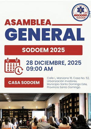 Sociedad Dominicana de Emergenciología convoca a sus miembros en Asamblea General 2025