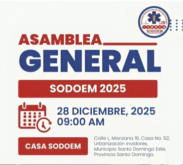 Sociedad Dominicana de Emergenciología convoca a sus miembros en Asamblea General 2025