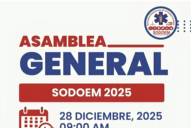 Sociedad Dominicana de Emergenciología convoca a sus miembros en Asamblea General 2025 Sociedad Dominicana de Emergenciología convoca a sus miembros en Asamblea General 2025
