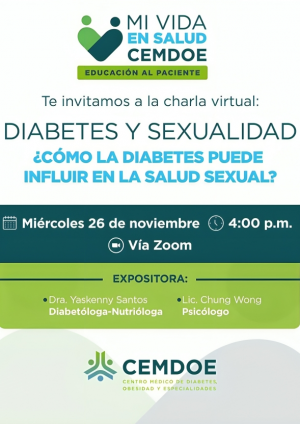 CEMDOE organiza charla virtual sobre el impacto de la diabetes en la salud sexual