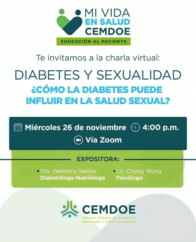CEMDOE organiza charla virtual sobre el impacto de la diabetes en la salud sexual