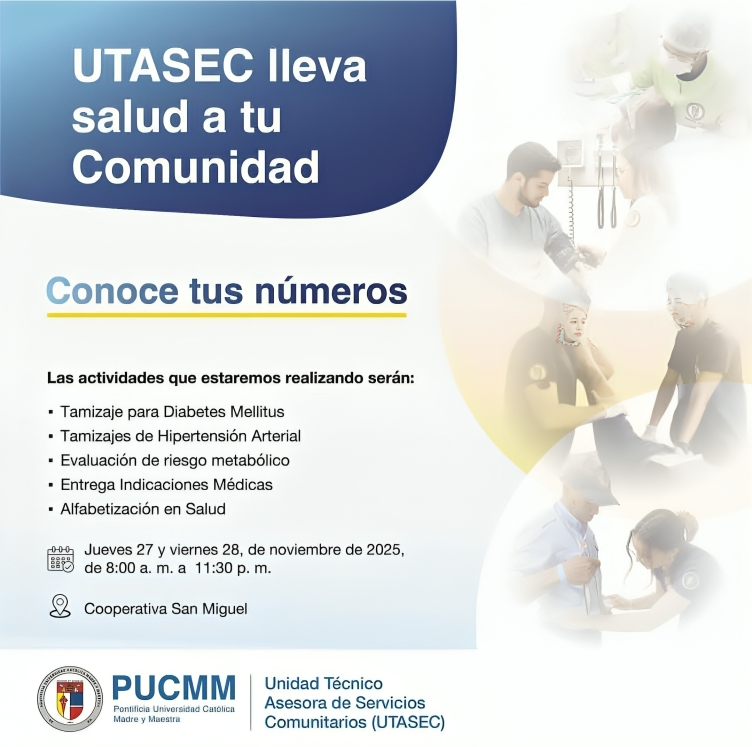 UTASEC-PUCMM realizará tamizajes metabólicos gratuitos en Cooperativa San Miguel