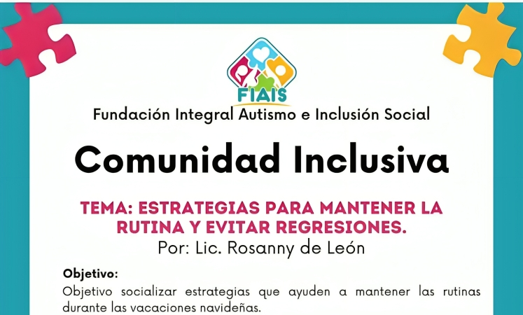 Fundación Fiais realizará taller sobre mantenimiento de rutinas en vacaciones navideñas